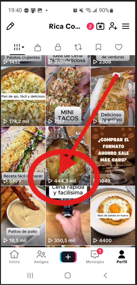 Pantallazo de mis vídeos con uno que tiene 444,3 mil visualizaciones