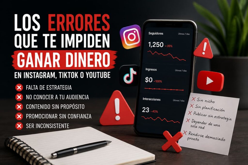 Título del artículo: los 10 errores que te impiden ganar dinero en Redes Sociales