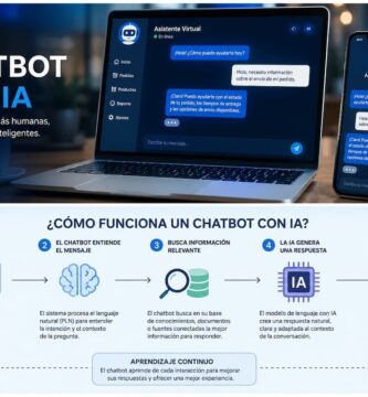 Portada un ordenador y un móvil ilustrando el chat bot con IA